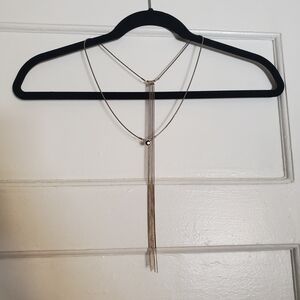 Urban Outfitters Slinky Gold Colored Tassel & Gemstone Necklace